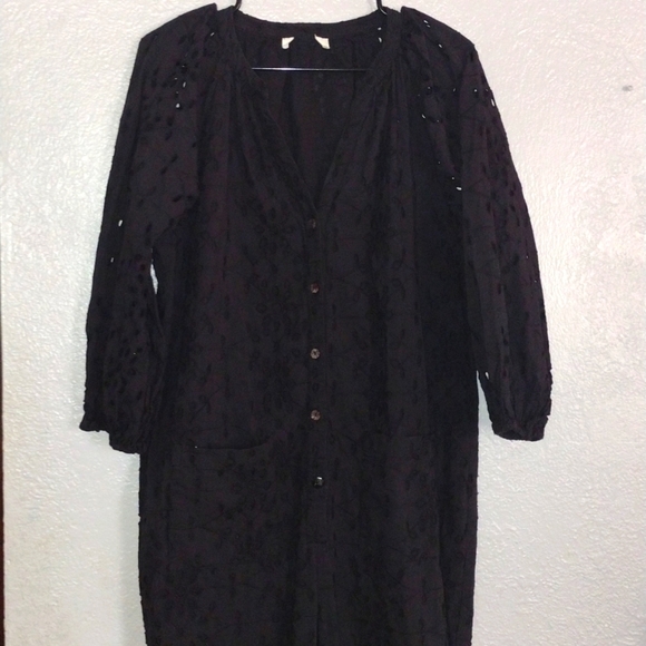 Cleobella Penelope Black Eyelet Jumpsuit 100% Organic Cotton M/L - Picture 1 of 6